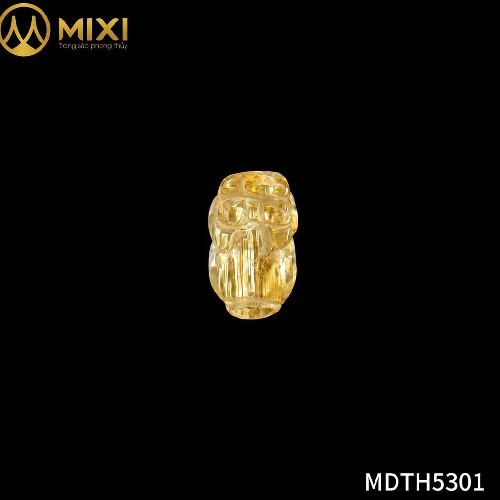 Mặt Dây Tỳ Hưu Thạch Anh Tóc Vàng Bã Mía Vip