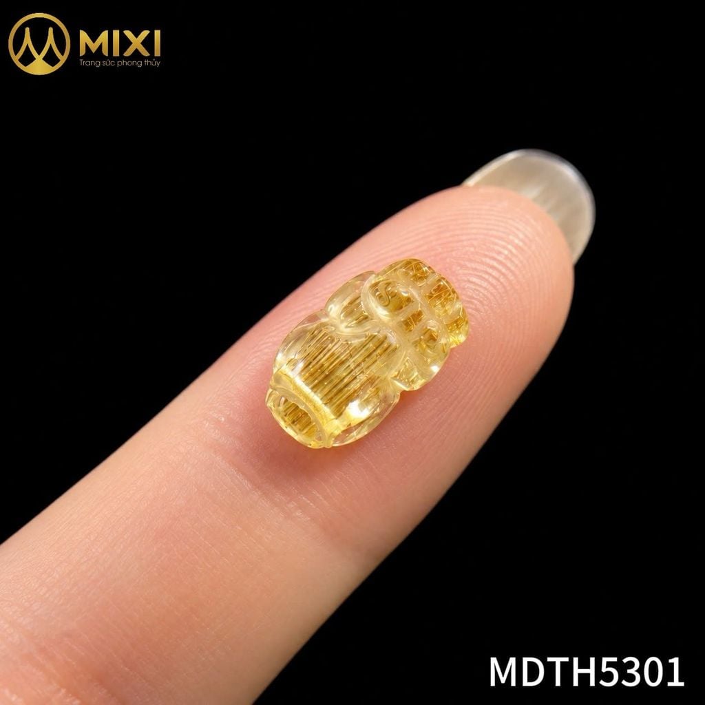 Mặt Dây Tỳ Hưu Thạch Anh Tóc Vàng Bã Mía Vip