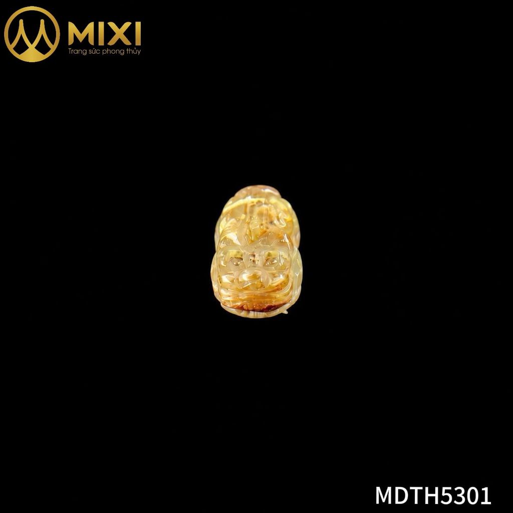 Mặt Dây Tỳ Hưu Thạch Anh Tóc Vàng Bã Mía Vip