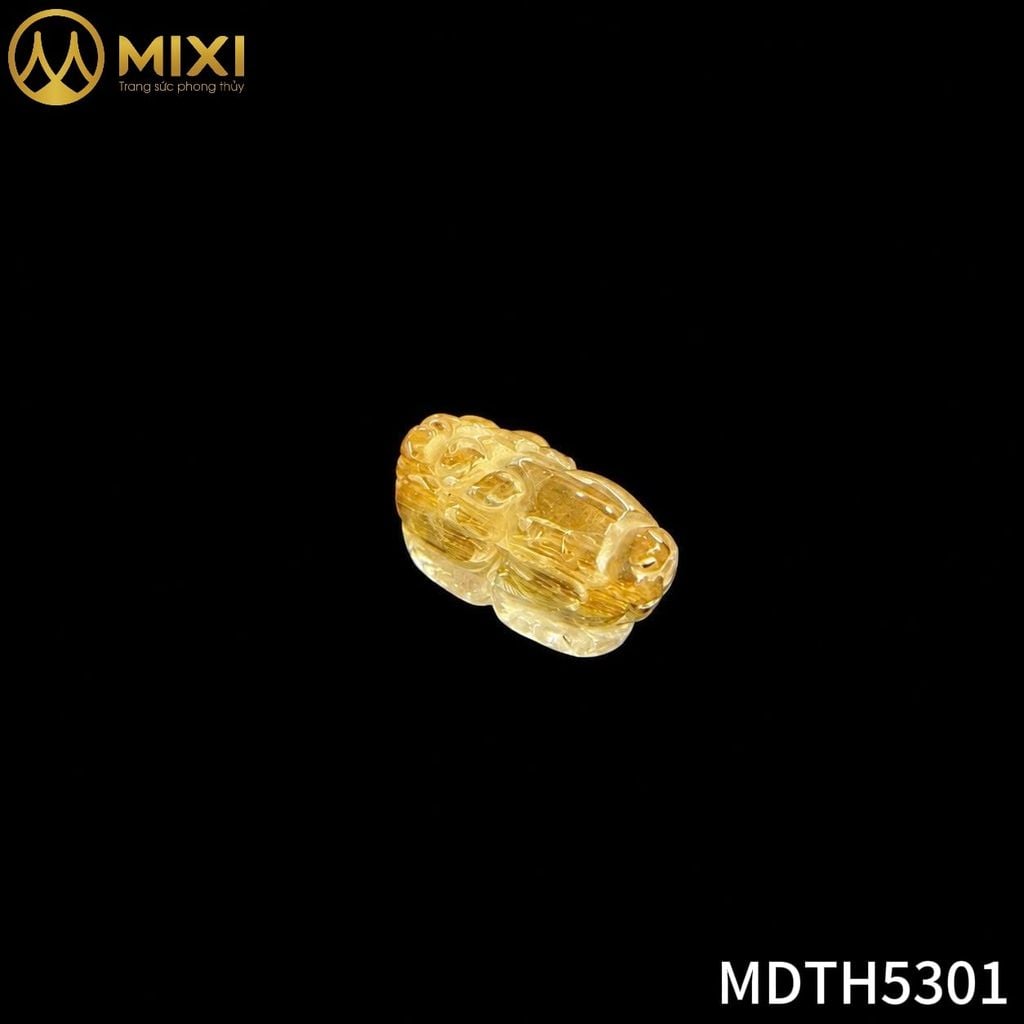 Mặt Dây Tỳ Hưu Thạch Anh Tóc Vàng Bã Mía Vip