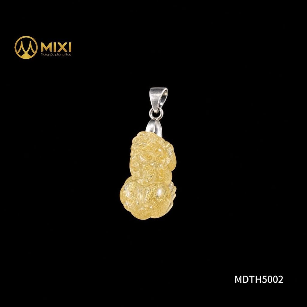 Mặt Dây Tỳ Hưu Thạch Anh Tóc Vàng 3A