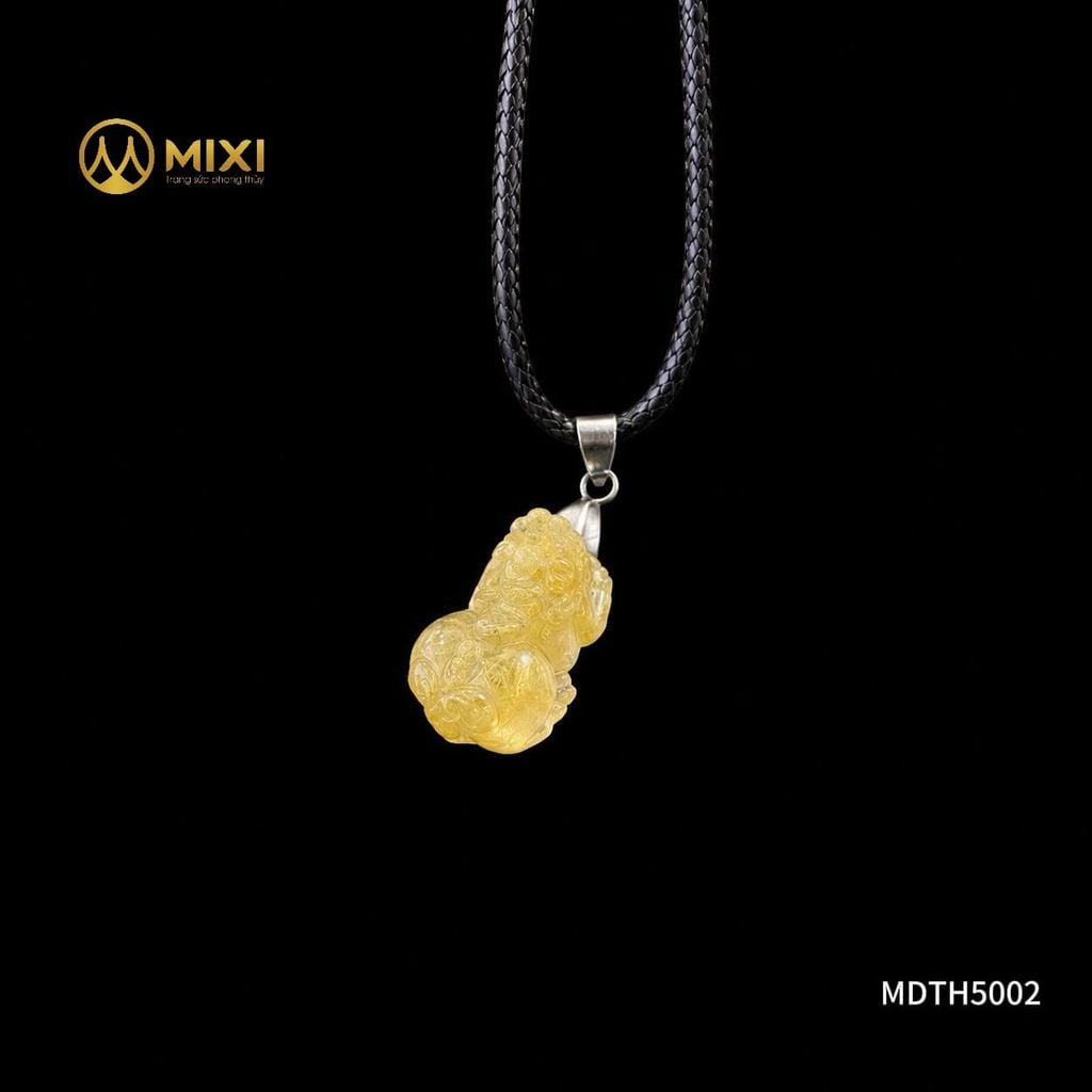 Mặt Dây Tỳ Hưu Thạch Anh Tóc Vàng 3A