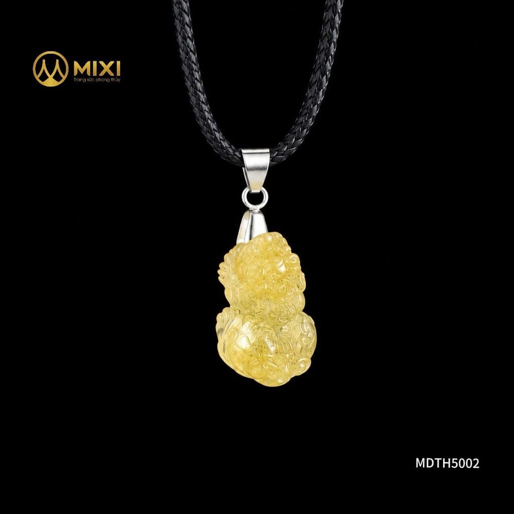 Mặt Dây Tỳ Hưu Thạch Anh Tóc Vàng 3A