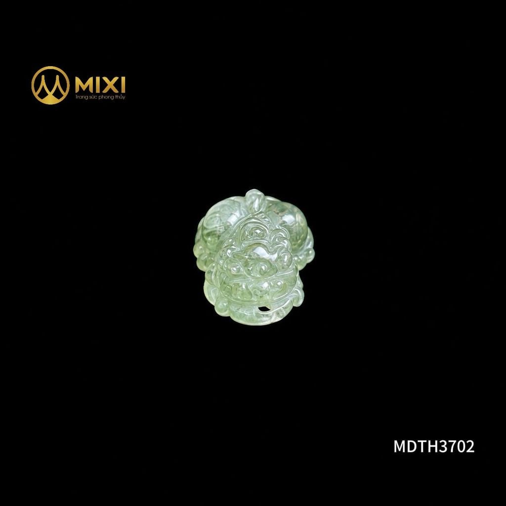 Mặt Dây Tỳ Hưu Thạch Anh Tóc Xanh 2A