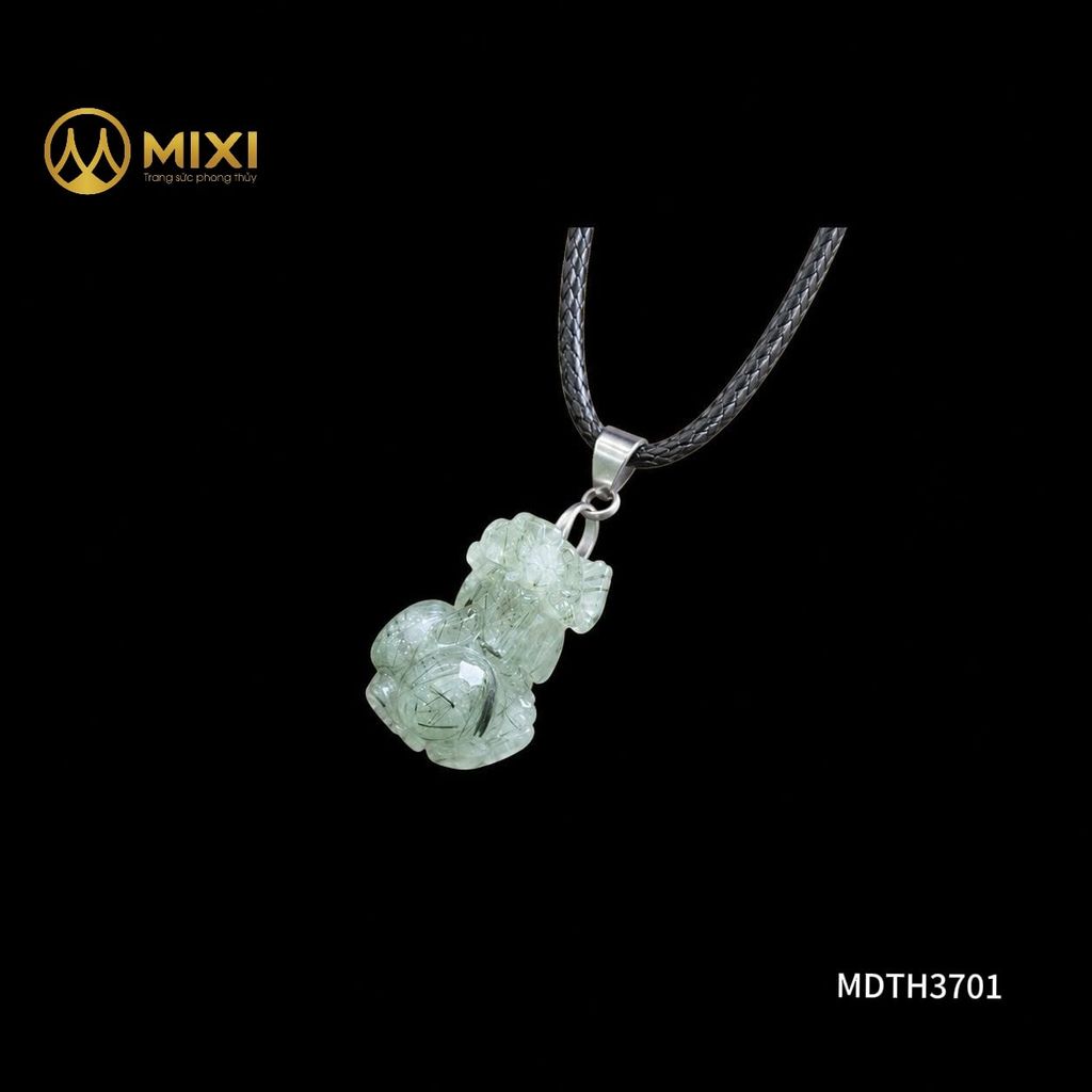 Mặt Dây Tỳ Hưu Thạch Anh Tóc Xanh 2A