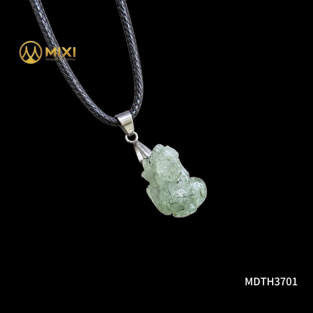 Mặt Dây Tỳ Hưu Thạch Anh Tóc Xanh 2A