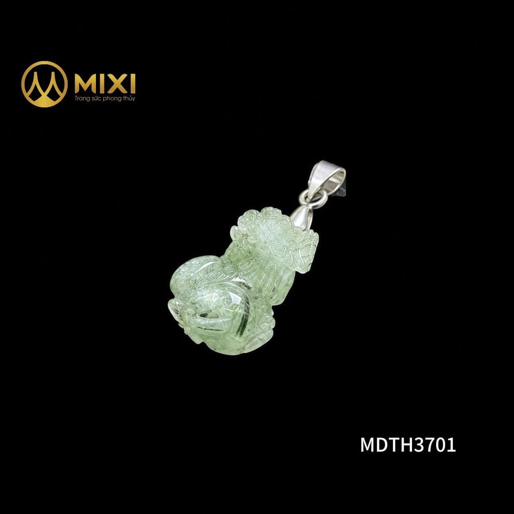 Mặt Dây Tỳ Hưu Thạch Anh Tóc Xanh 2A