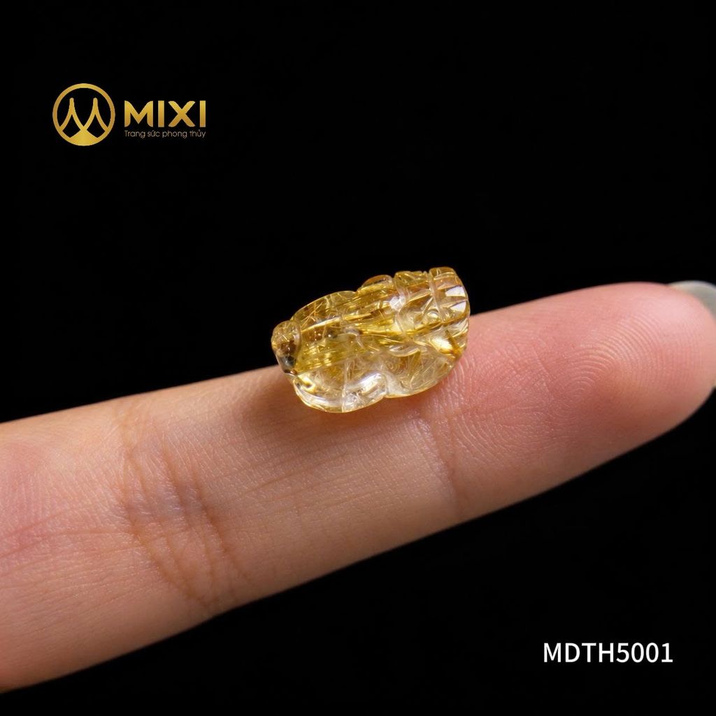 Mặt Dây Tỳ Hưu Thạch Anh Tóc Vàng 3A