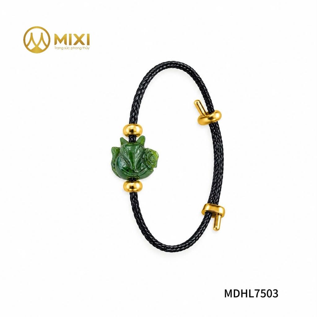 Mặt Dây Hồ Ly Ngọc Bích Nephrite 2A Ôm Hoa