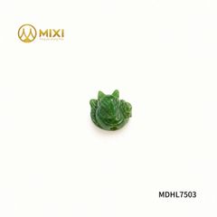 Mặt Dây Hồ Ly Ngọc Bích Nephrite 2A Ôm Hoa