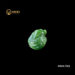 Mặt Dây Hồ Ly Ngọc Bích Nephrite 2A Ôm Hoa