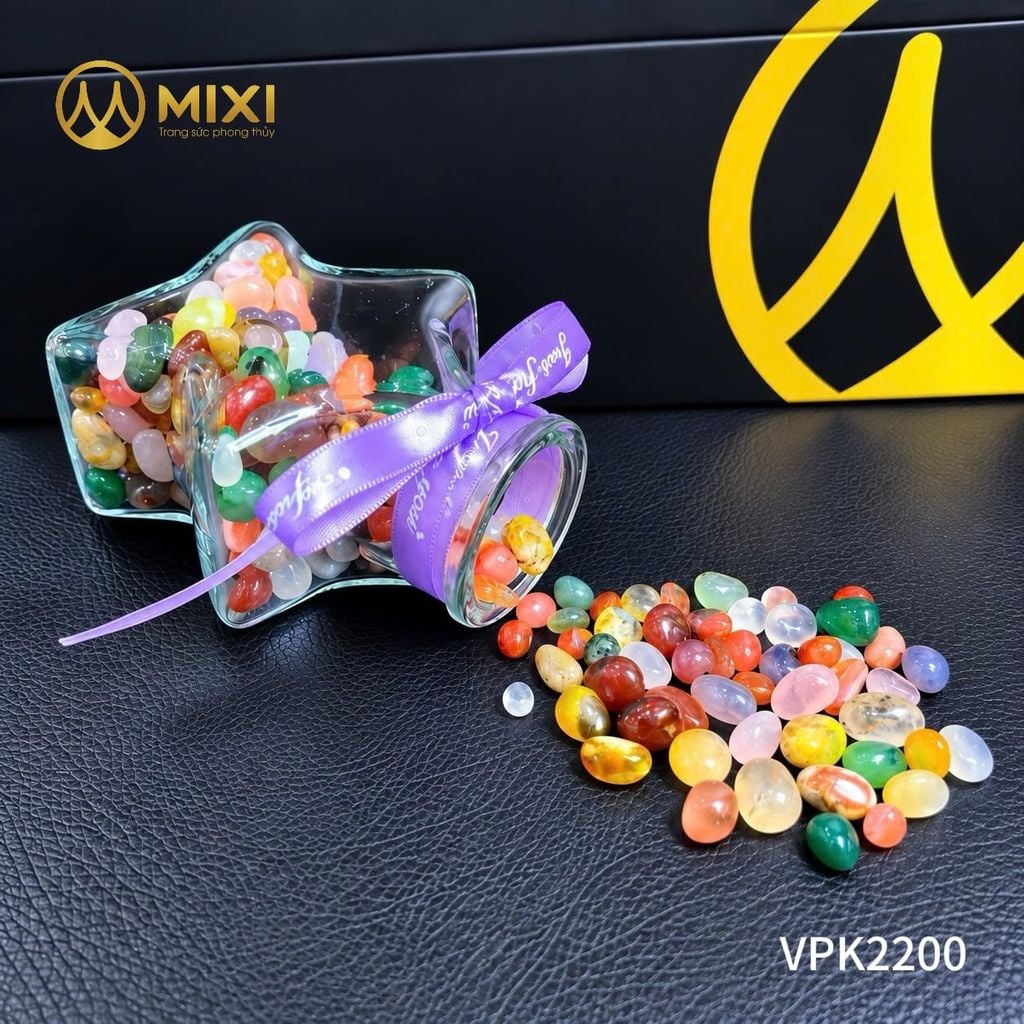 Lọ Thủy Tinh Ngôi Sao Vụn Mã Não Tinh Thạch Đa Sắc