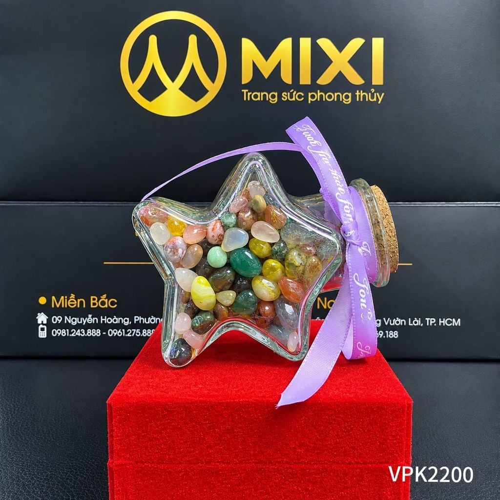 Lọ Thủy Tinh Ngôi Sao Vụn Mã Não Tinh Thạch Đa Sắc