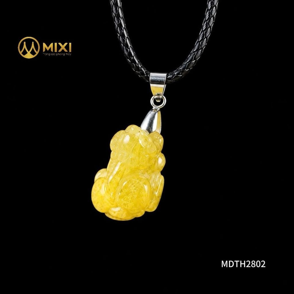 Mặt Dây Tỳ Hưu Thạch Anh Tóc Vàng 1A