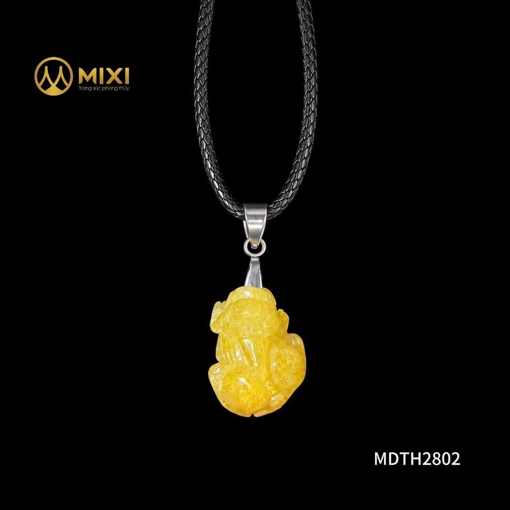 Mặt Dây Tỳ Hưu Thạch Anh Tóc Vàng 1A