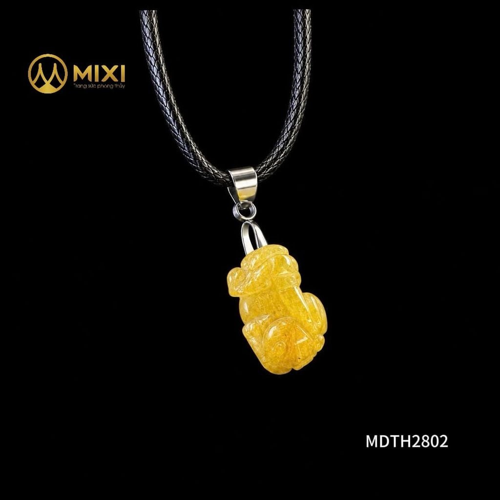 Mặt Dây Tỳ Hưu Thạch Anh Tóc Vàng 1A