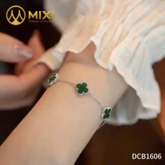 Lắc Tay Bạc Cỏ 4 Lá 5 Mặt Ngọc Bích Nephrite