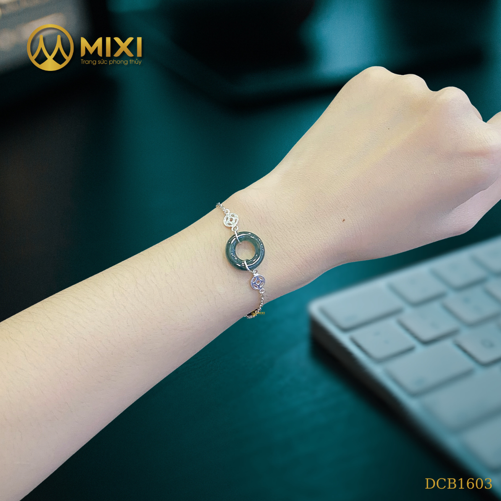 Lắc Tay Bạc Mix Lam Ngọc - Đồng Điếu