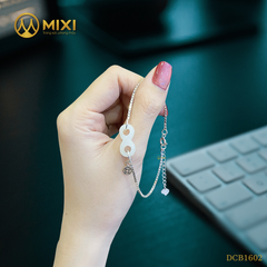 Lắc Tay Bạc Mix Ngọc Jade Trắng - Như Ý