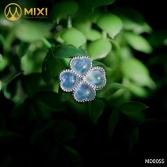 Mặt Dây Cỏ 4 Lá Aquamarine Bọc Bạc