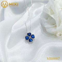 Mặt Dây Cỏ 4 Lá Kyanite 2A Bọc Bạc