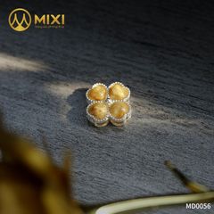 Mặt Dây Cỏ 4 Lá Thạch Anh Tóc Vàng Bọc Bạc 999