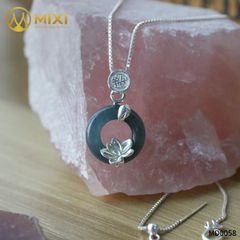 Mặt Dây Đồng Điếu Lam Ngọc Liên Hoa Bạc