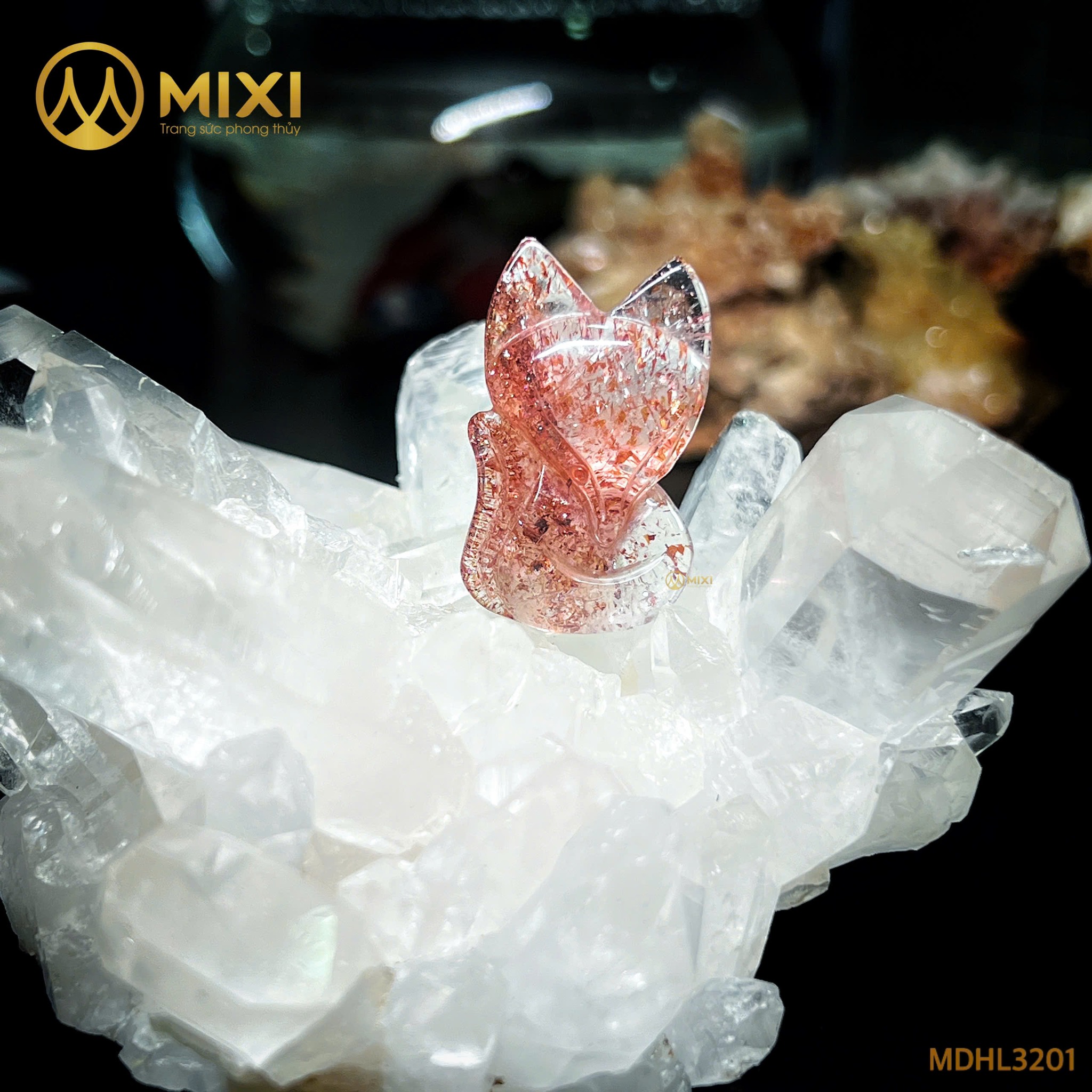 Mặt Dây Hồ Ly Thạch Anh Super Seven 2A Ba Đuôi