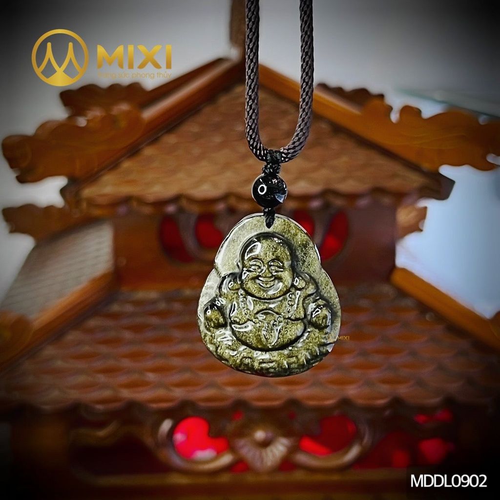 Mặt Dây Phật Di Lặc Obsidian Rainbow