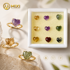 Mặt Nhẫn Trái Tim Thạch Anh Tóc Đỏ