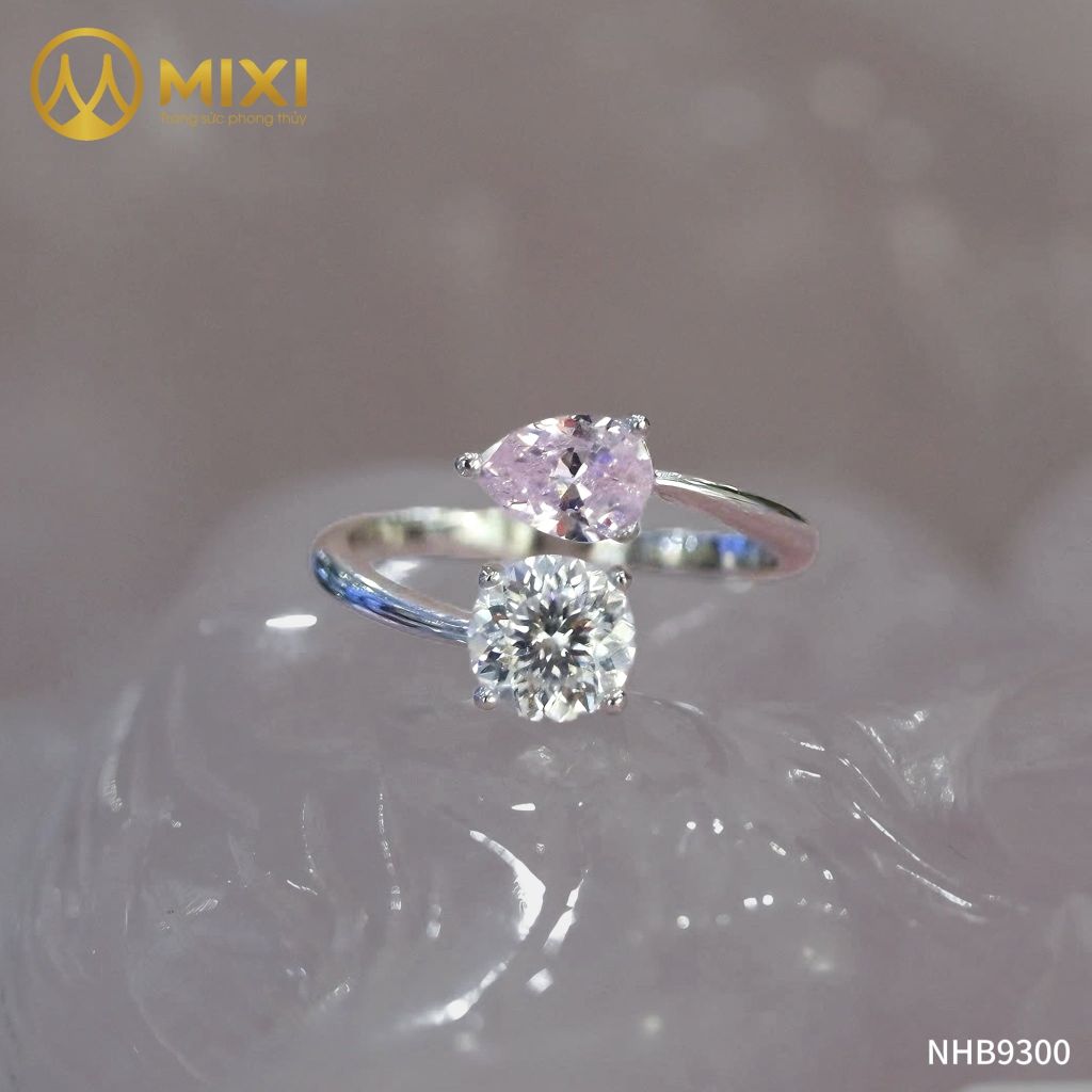 Nhẫn Bạc Mặt Đá Moissanite Trắng Hồng Bạc 925