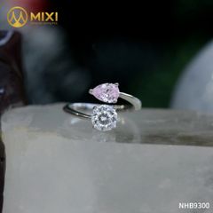 Nhẫn Bạc Mặt Đá Moissanite Trắng Hồng Bạc 925