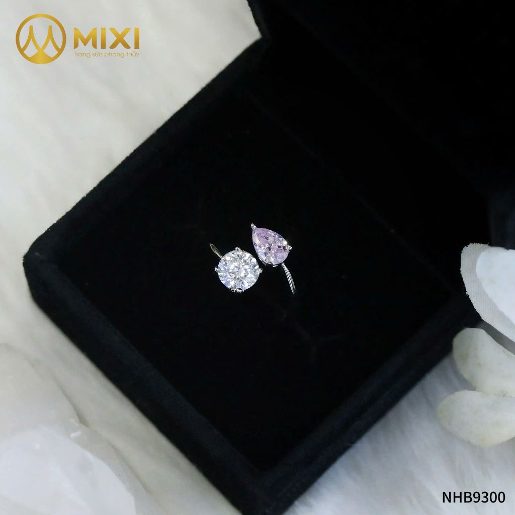 Nhẫn Bạc Mặt Đá Moissanite Trắng Hồng Bạc 925