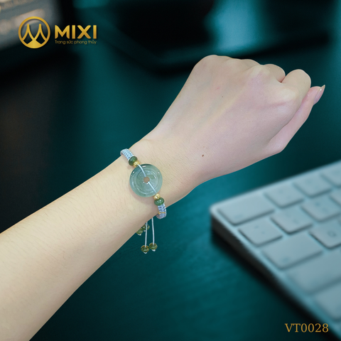 Vòng Tết Đồng Điếu Cẩm Thạch 3A Mix Ngọc Bích_Bi Khía Vàng 10K