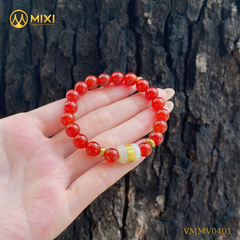 Vòng Tay Mã Não Đỏ_8 Mix Lu Thống Nephrite Mạ Vàng