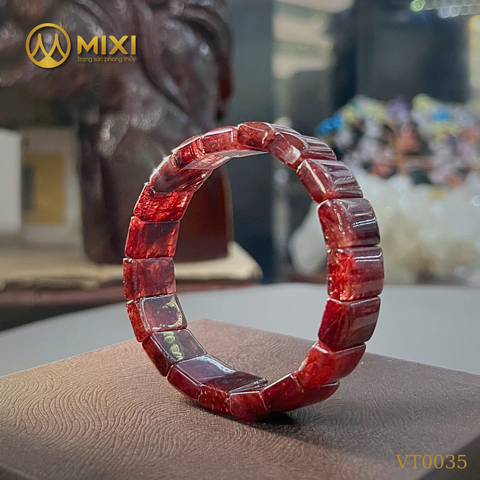 Vòng Tay Thạch Anh Tóc Đỏ Bản Khúc