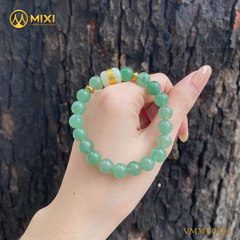 Vòng Tay Thạch Anh Xanh 2A_8 Mix Lu thống Nephrite Mạ Vàng