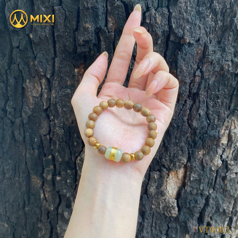 VT Gỗ Trầm Hương Tốc Vườn_8 Mix Lu Thống Nephrite Mạ Vàng Nhỏ