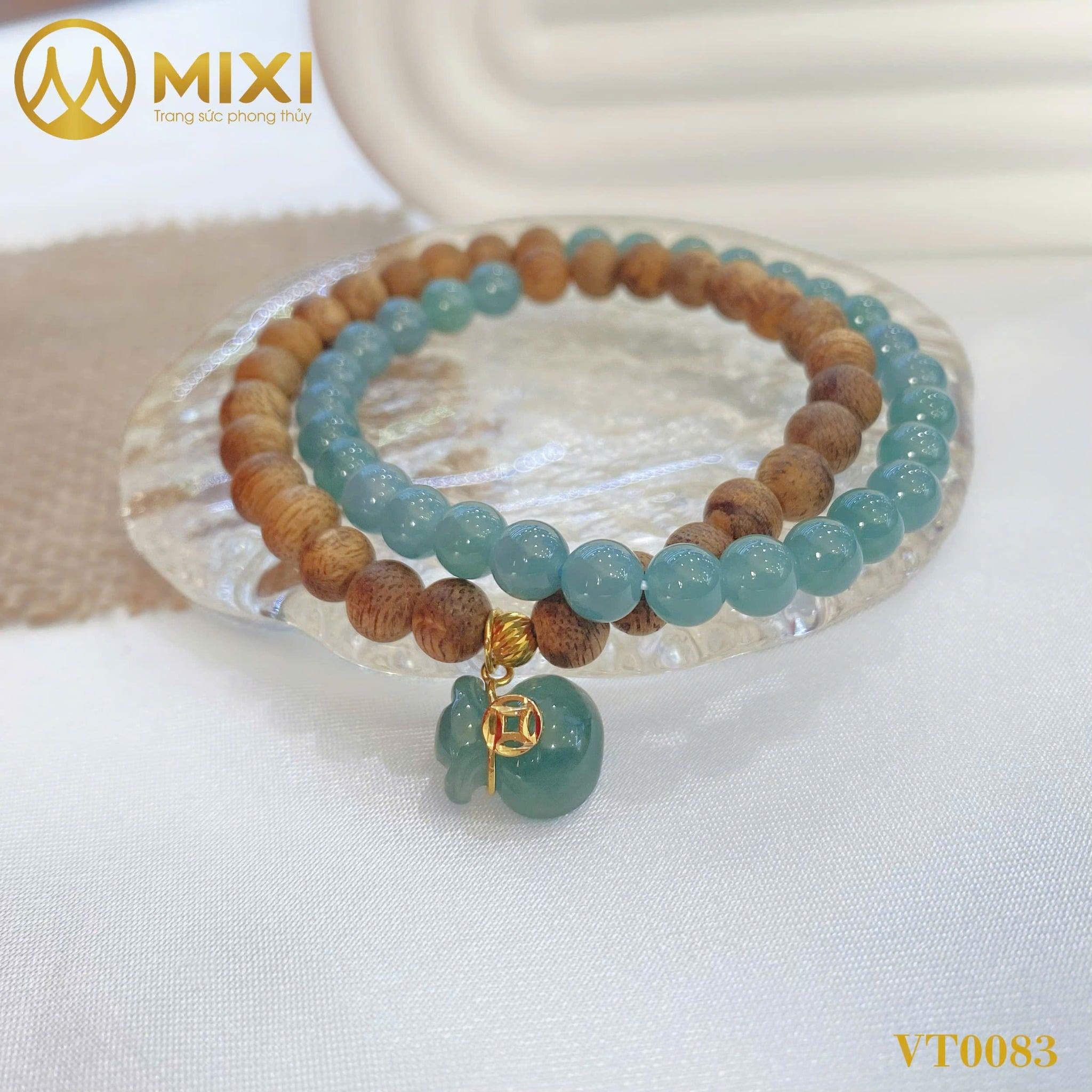 VT Lam Ngọc Túi Tiền Bọc Vàng 10k Mix Gỗ Trầm Hương Tốc Vườn