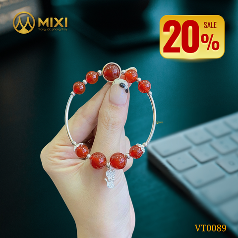 VT Mã Não Đỏ Mix Charm Mèo Sủi Đá Bạc 925