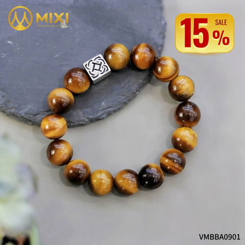 VT Mắt Hổ Nâu 2A_12 mix Charm Bình An Bạc 999_BBA01