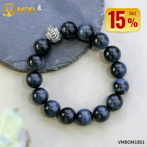 VT Mắt Hổ Xanh Đen 2A_12 mix Charm Omshanti Bạc 925_12_BOST02