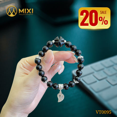 VT Núi Lửa 8 Mix Cỏ 4 Lá TA Đen, Charm Lá Treo Bạc 999