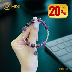 VT TA Tím 2A 9 Mix Con Giáp Bạc, Charm Bạc Thái Hướng Dương Đôi
