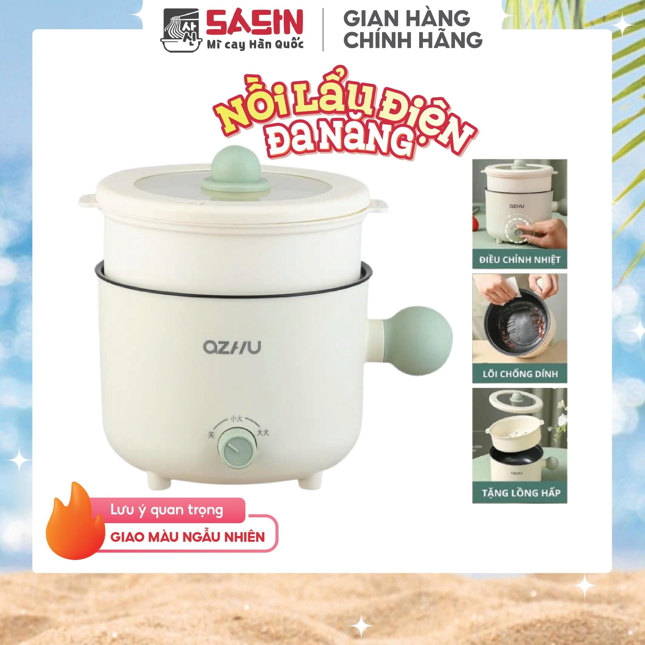  Nồi Lẩu Điện Mini Đa Năng Ozhu 