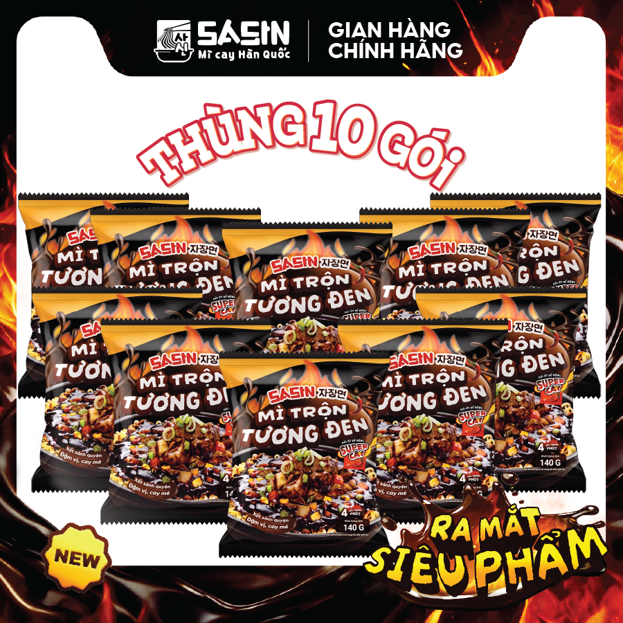  Thùng 10 gói mì trộn Tương Đen Sasin 120gr/gói 