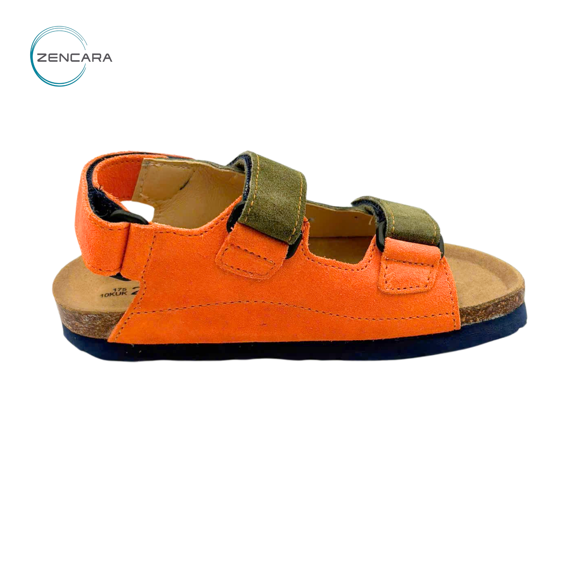  Sandal Sức Khỏe Đế Cork Trẻ Em Màu Xanh Cam.Zencara 