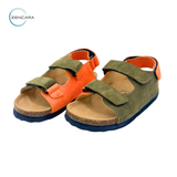  Sandal Sức Khỏe Đế Cork Trẻ Em Màu Xanh Cam.Zencara 