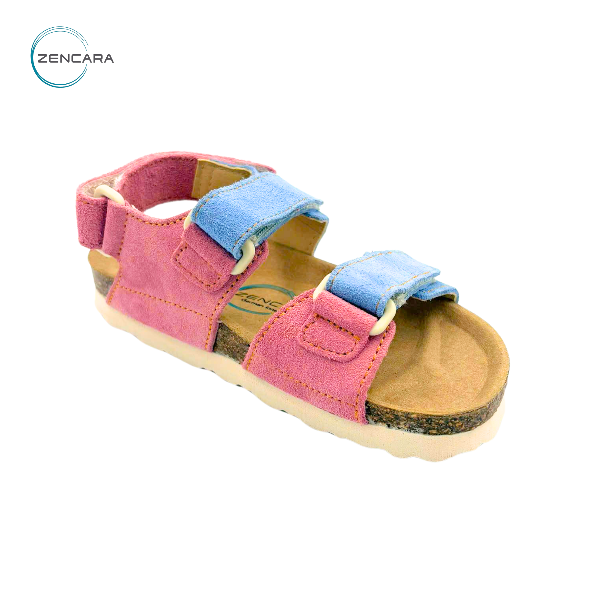  Sandal Sức Khỏe Đế Cork Trẻ Em Màu Xanh Hồng.Zencara 