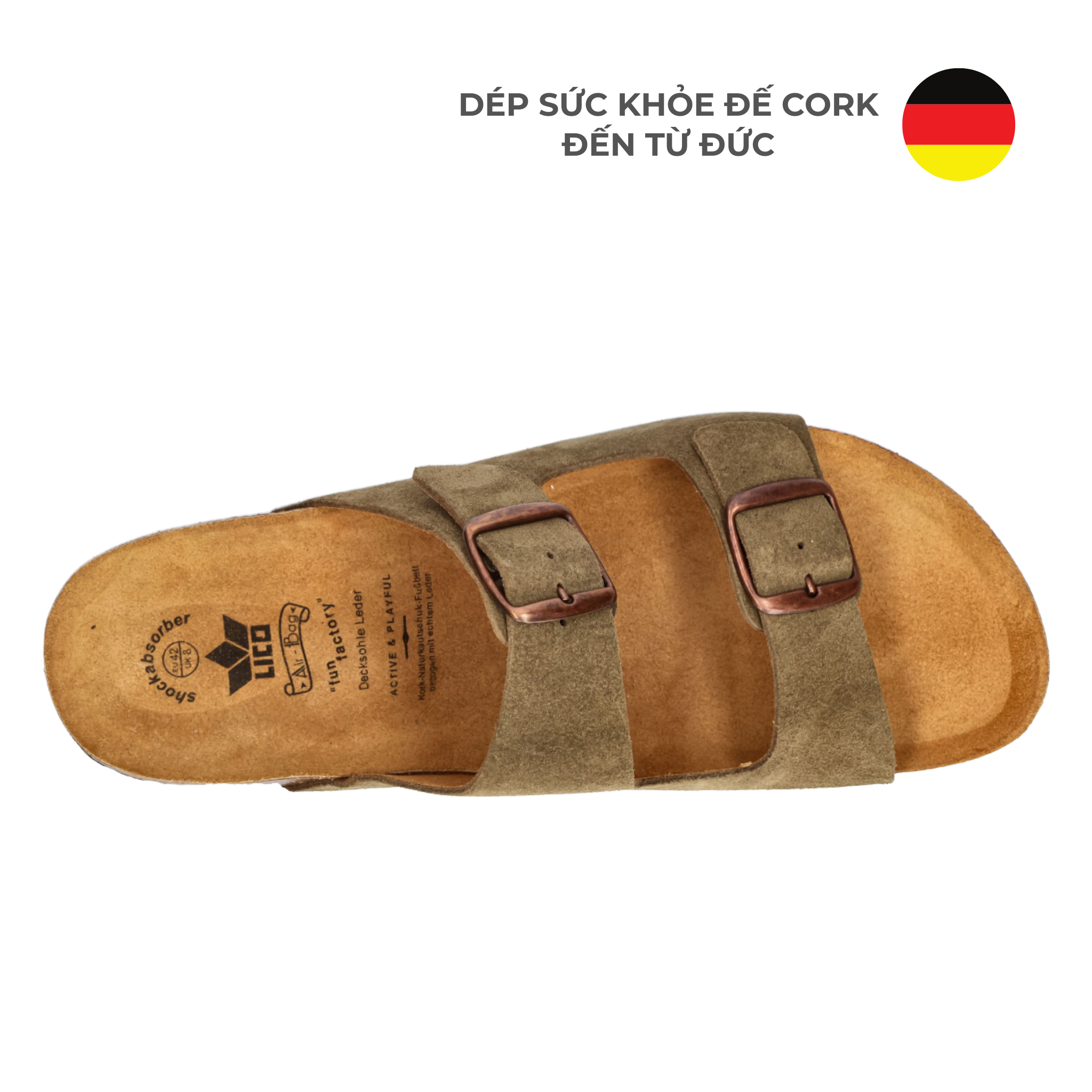  Dép Sức Khỏe Đế Cork Nam/Nữ - Alvaro Olive 